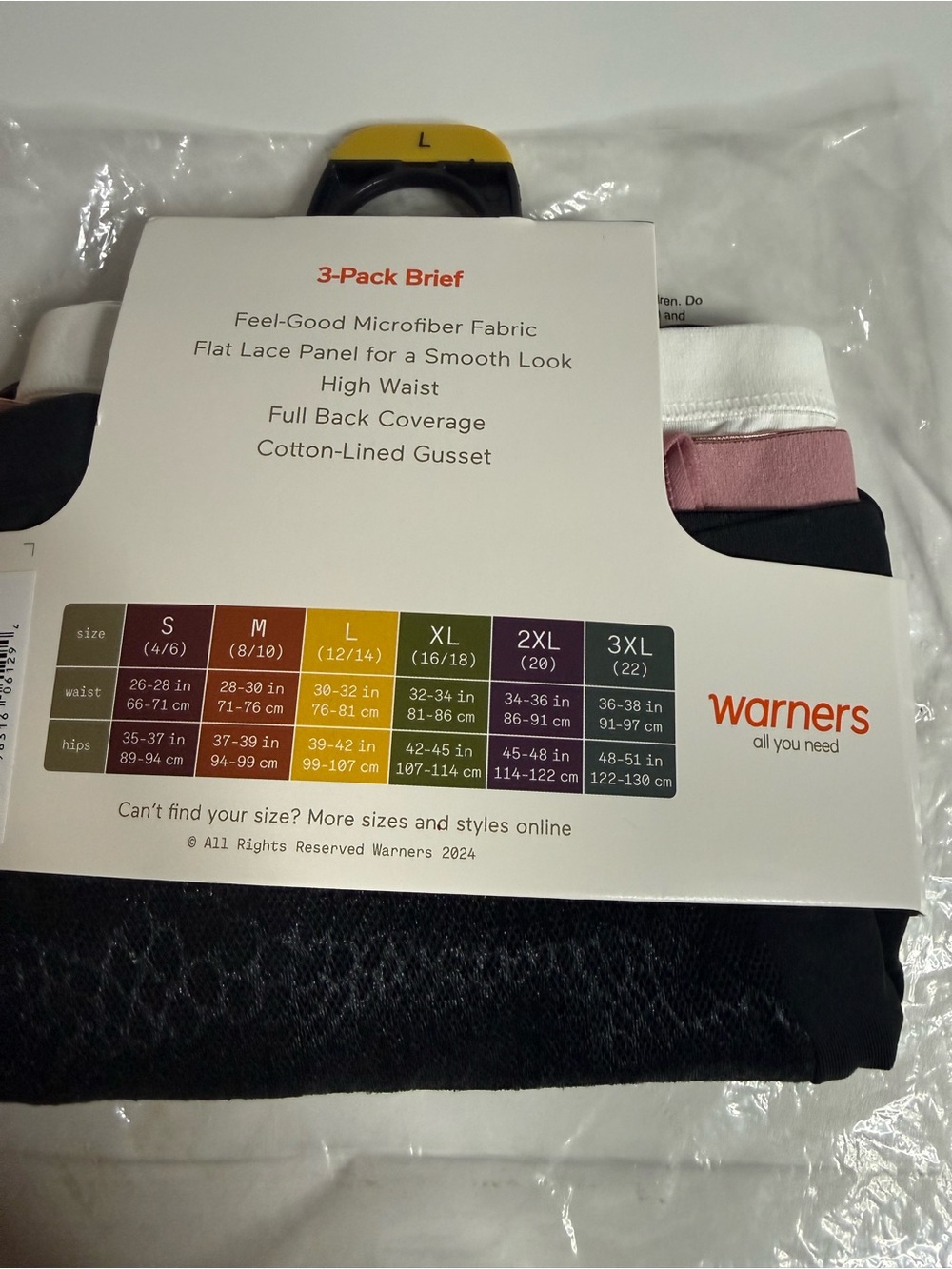Warner's Microfiber Tummy Smoothing Briefs - White, Pink, Black - Picture 5 of 6